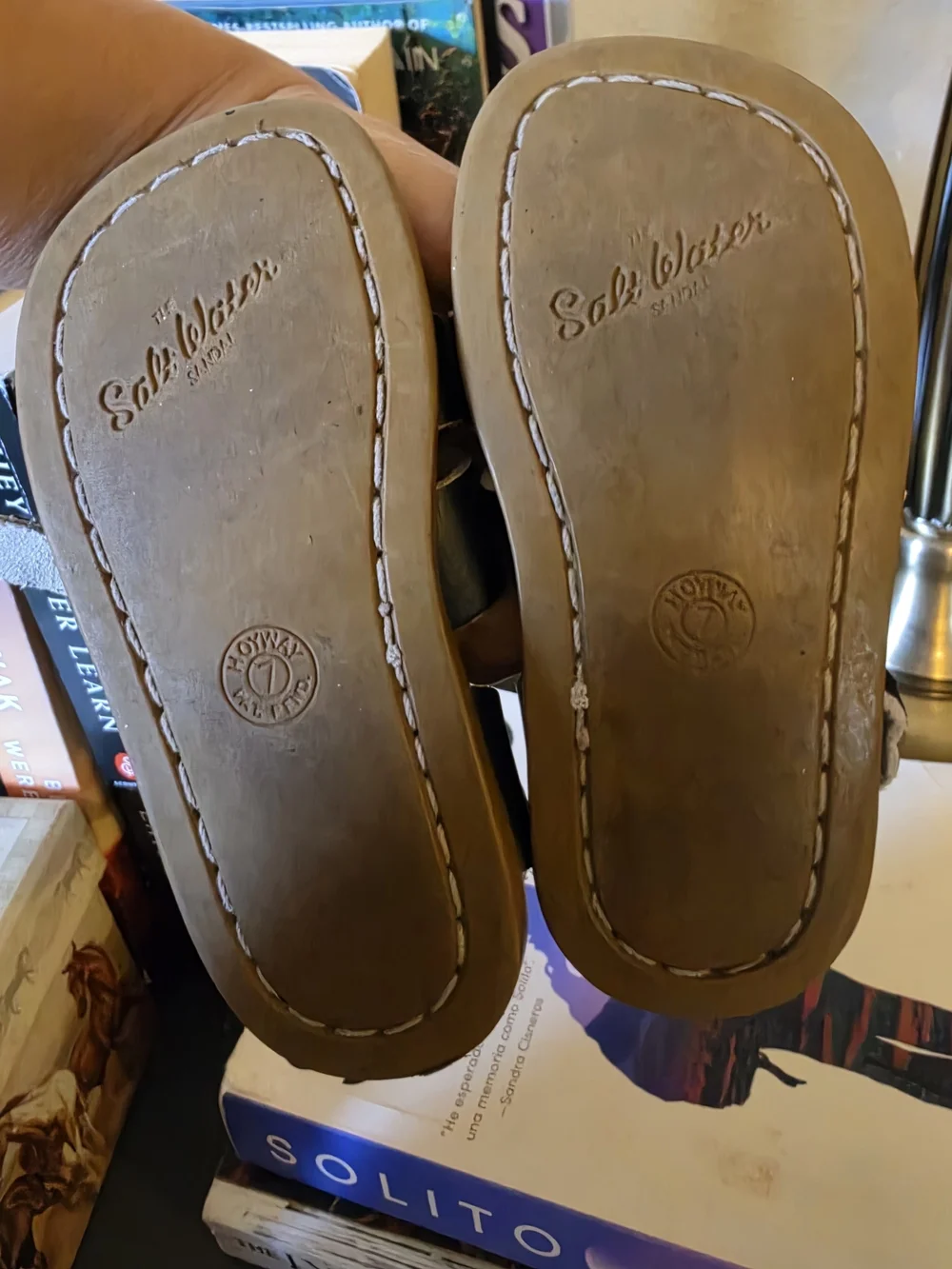 Salt Water Sandals Navy Leather Kids Buckle Sandals